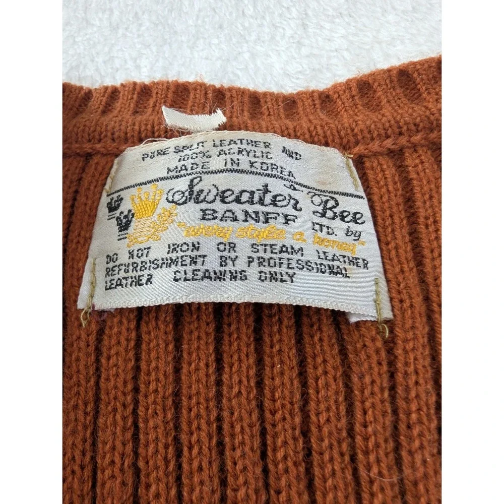 VTG Mixed Media Tan‎ Vest Boho Festival Stretch Ribbed Sweater & Suede Button Up